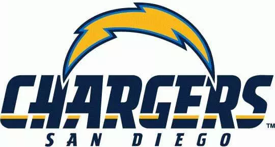 The San Diego Chargers logo on a white background, where the Chargers get tattooed.