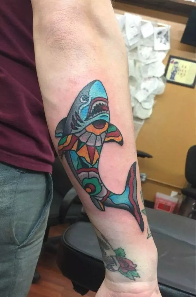 Colorful tattoo, shark