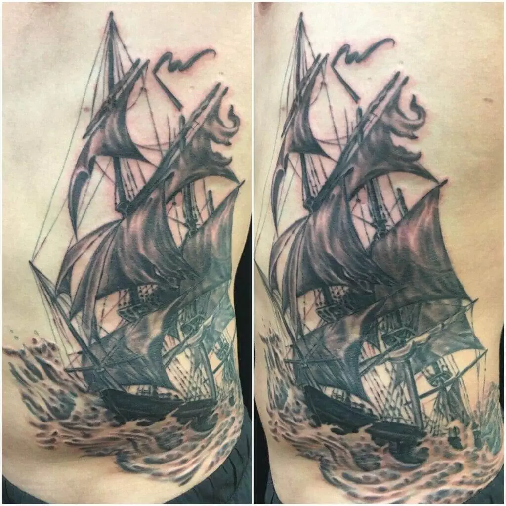 Sailing ship, ocean.