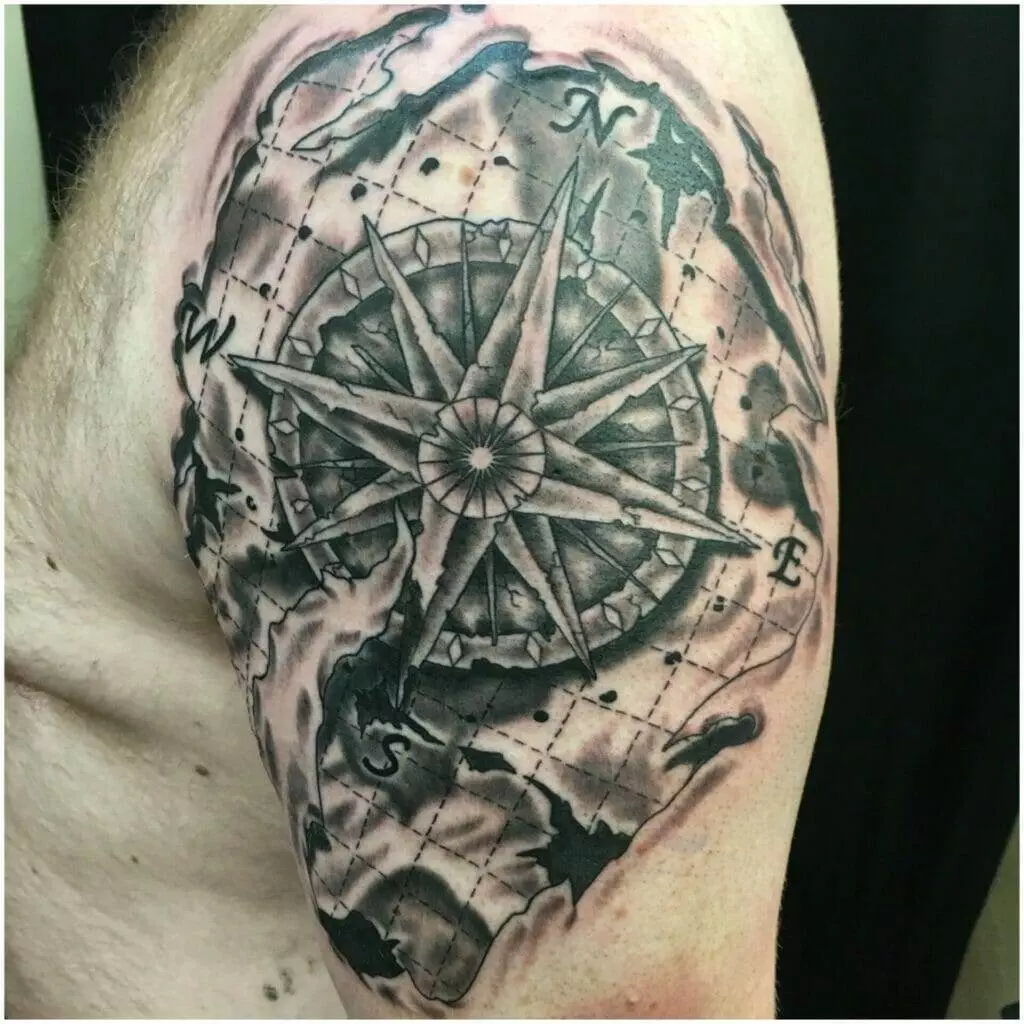 arm, compass, tattoo