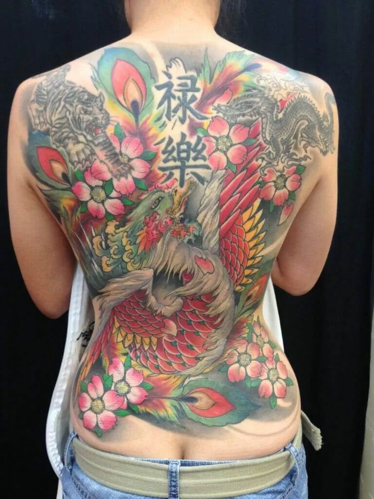 chinese rooster tattoo, woman