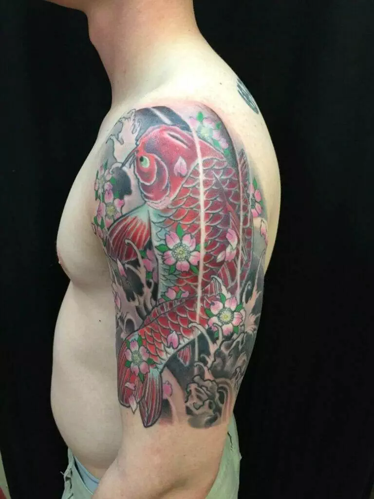 man, koi fish tattoo