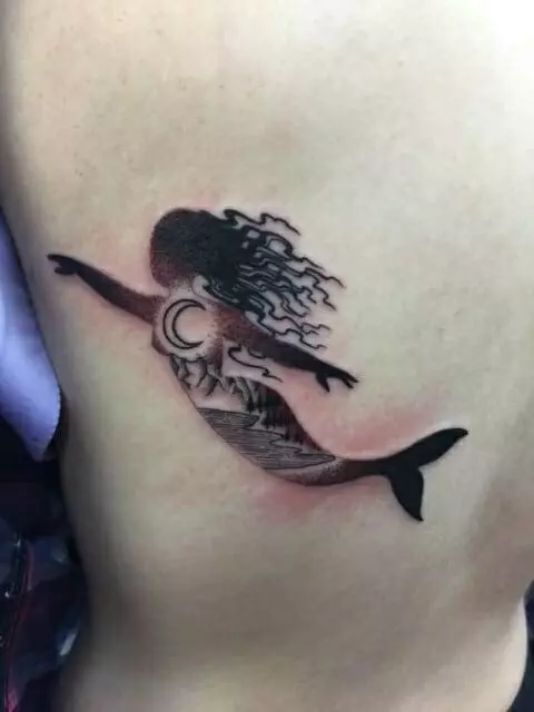 Mermaid tattoo, woman.