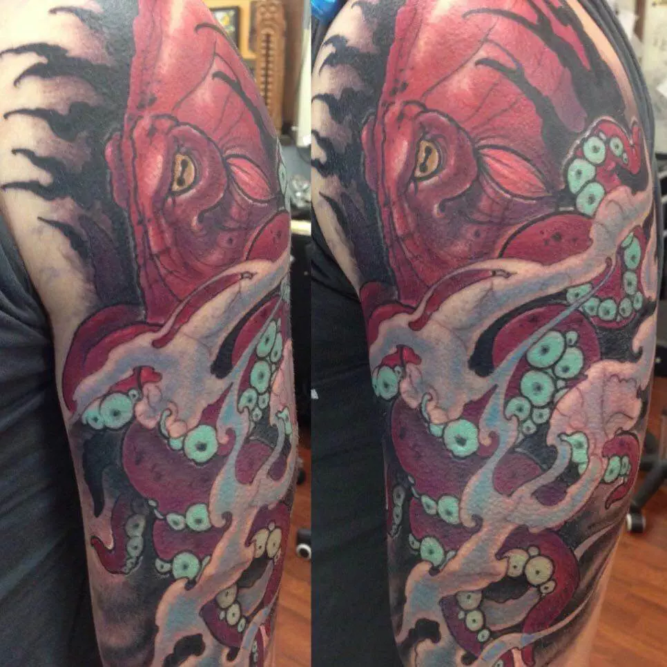 Octopus, tattoo, man
