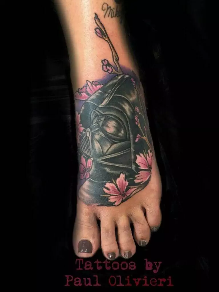 Darth vader foot tattoo by paul oliveri.